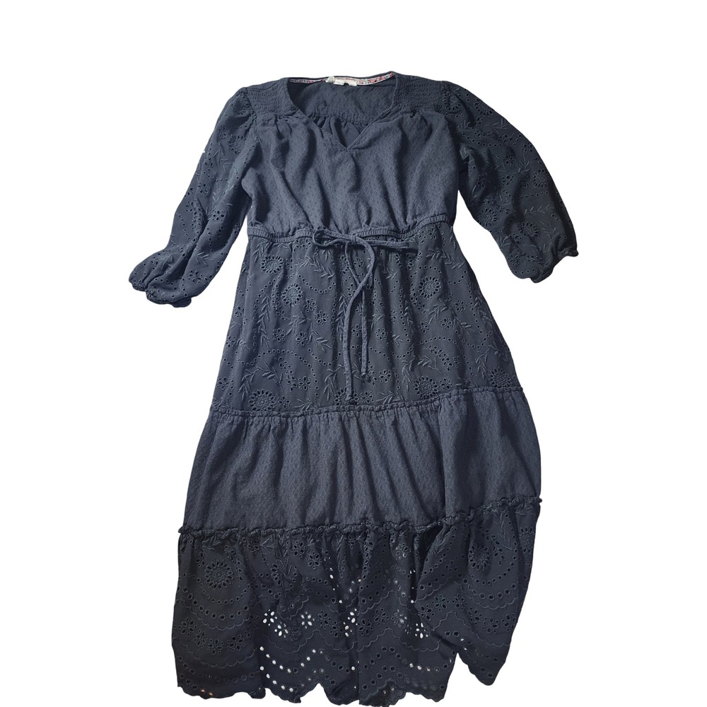 Nurture by Westbound Black Eyelet Tiered Midi Dress XL Sleeve